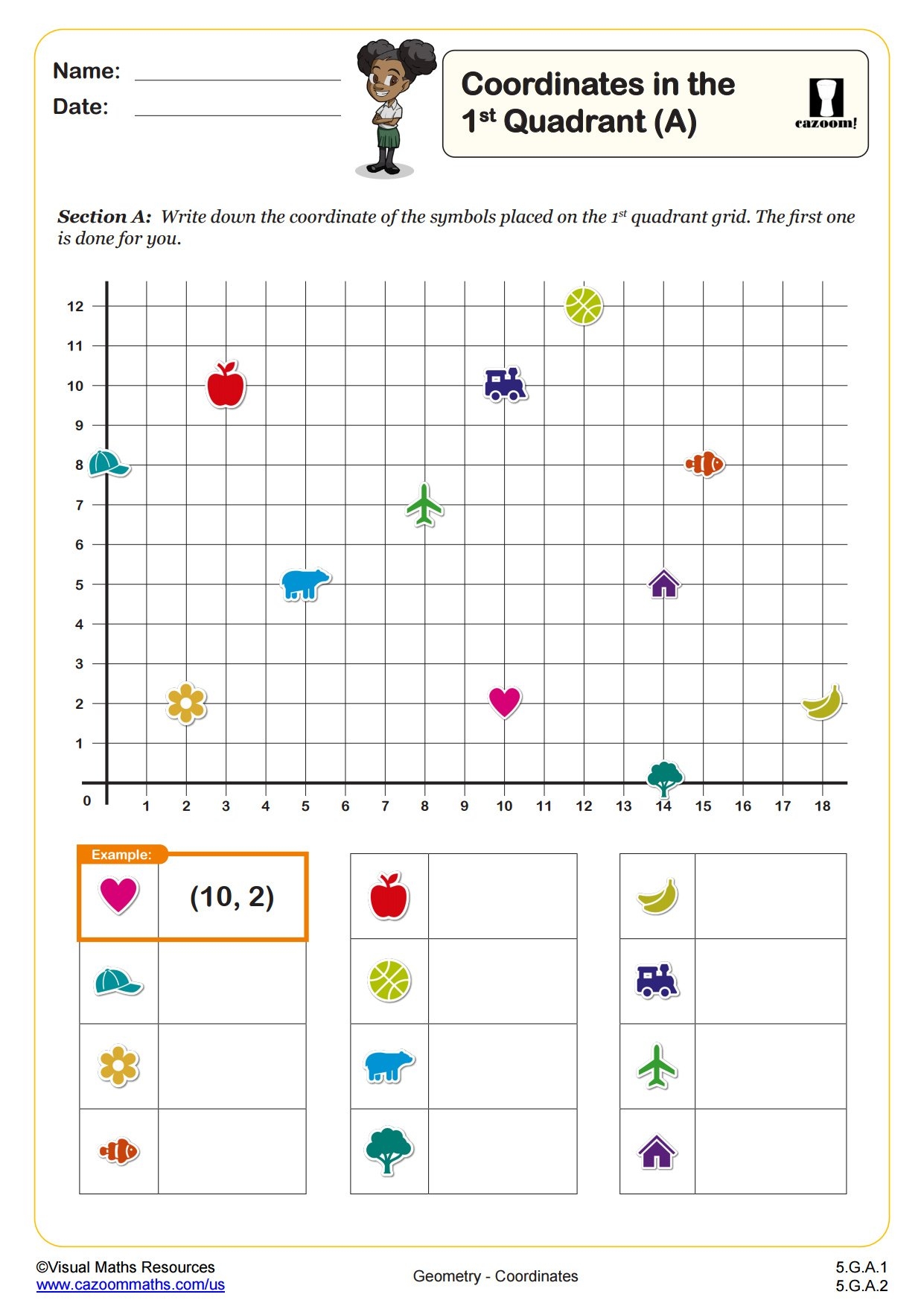 Coordinates In The First Quadrant A PDF Printable Geometry Worksheets Coordinates In The First Quadrant A PDF Printable Geometry Worksheets