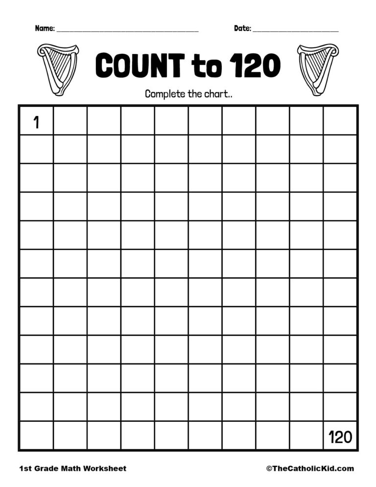 Count To 120 1st Grade Math Worksheet Catholic TheCatholicKid