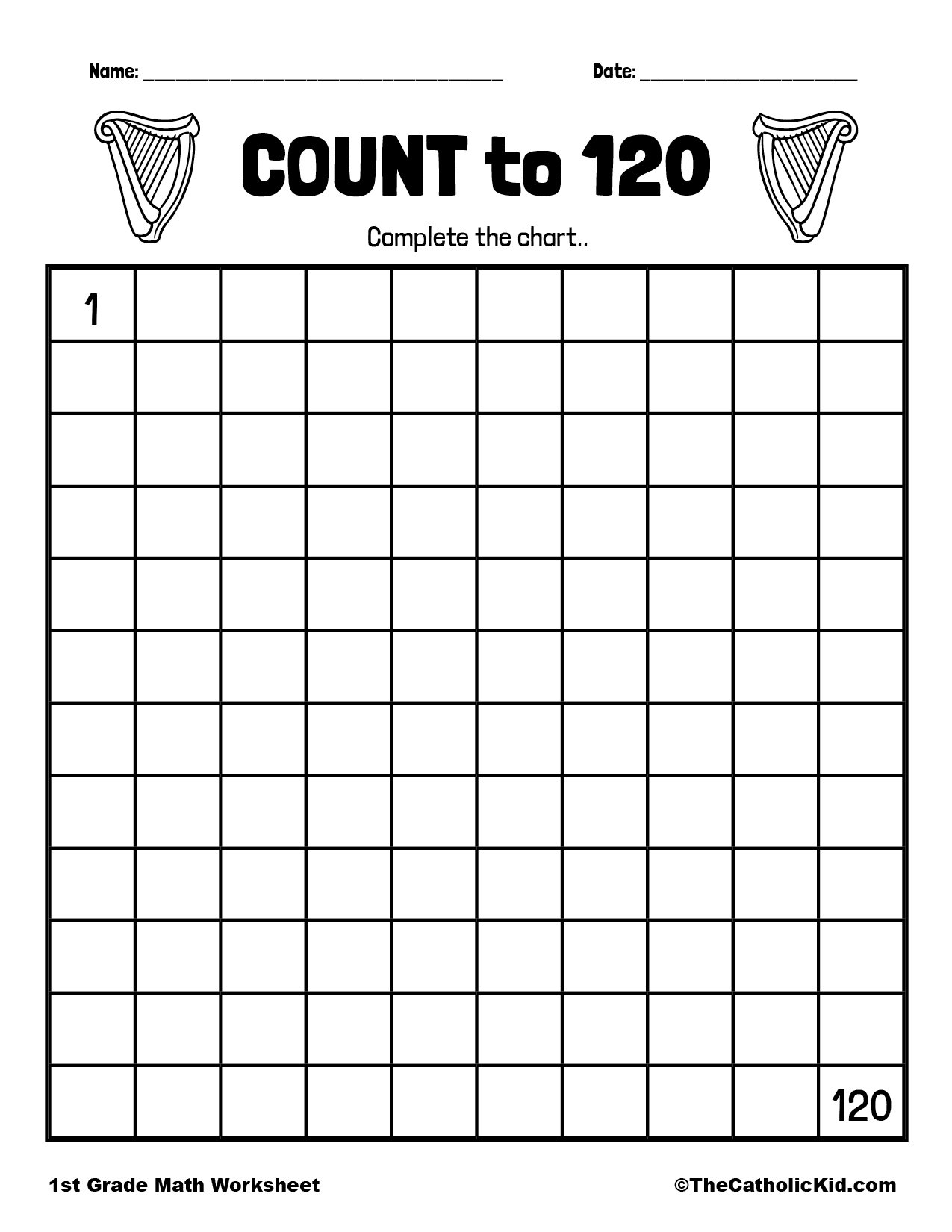 Count To 120 1st Grade Math Worksheet Catholic TheCatholicKid