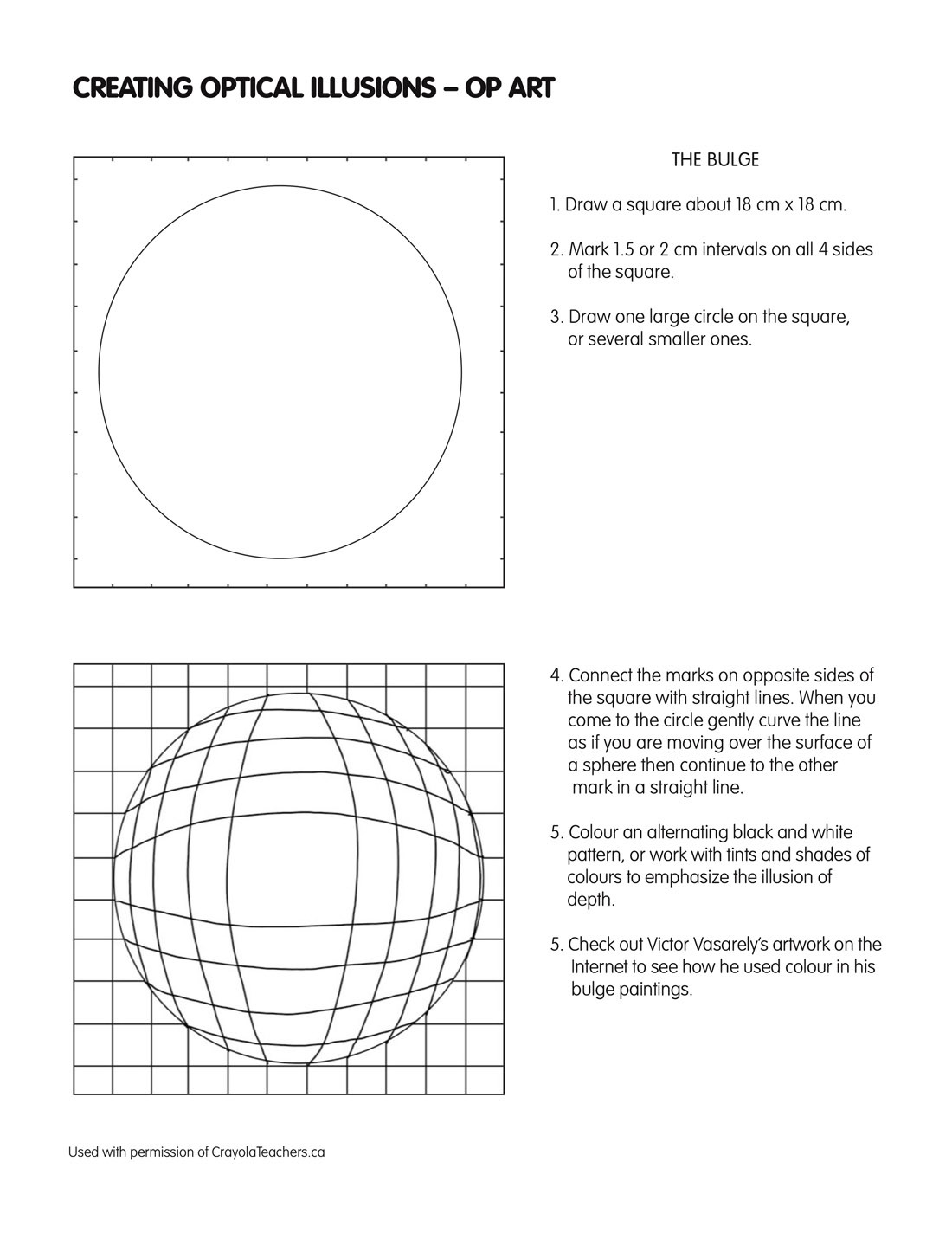 Crayola Canada Worksheets Optical Illusions Bulge