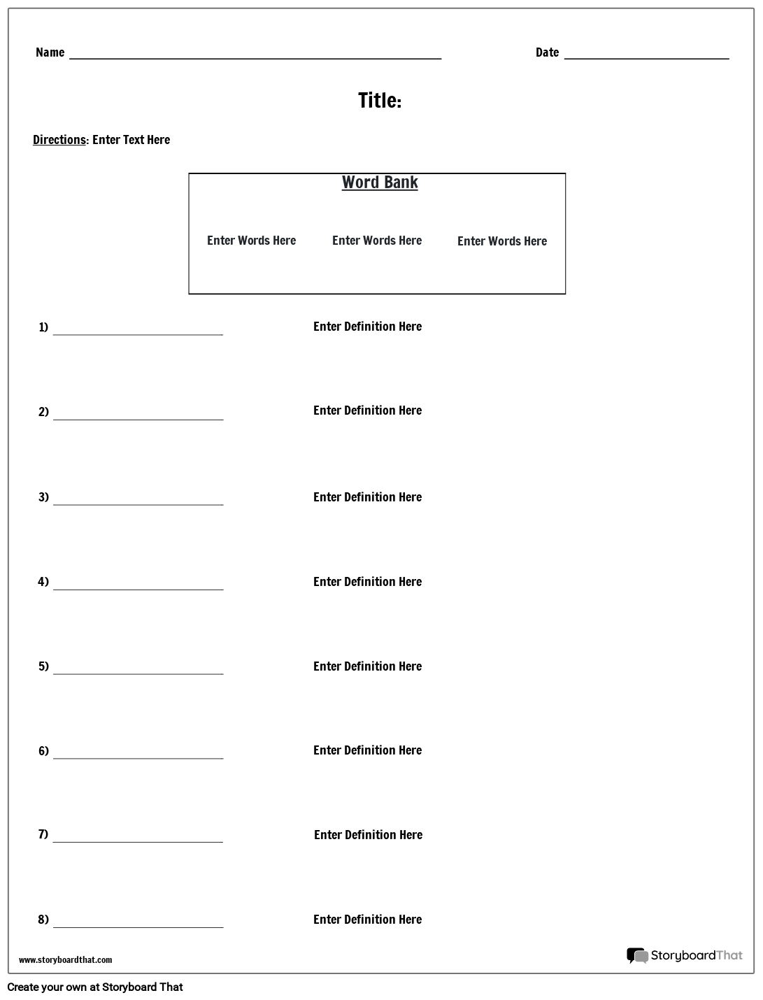 Free Printable Definition Worksheets