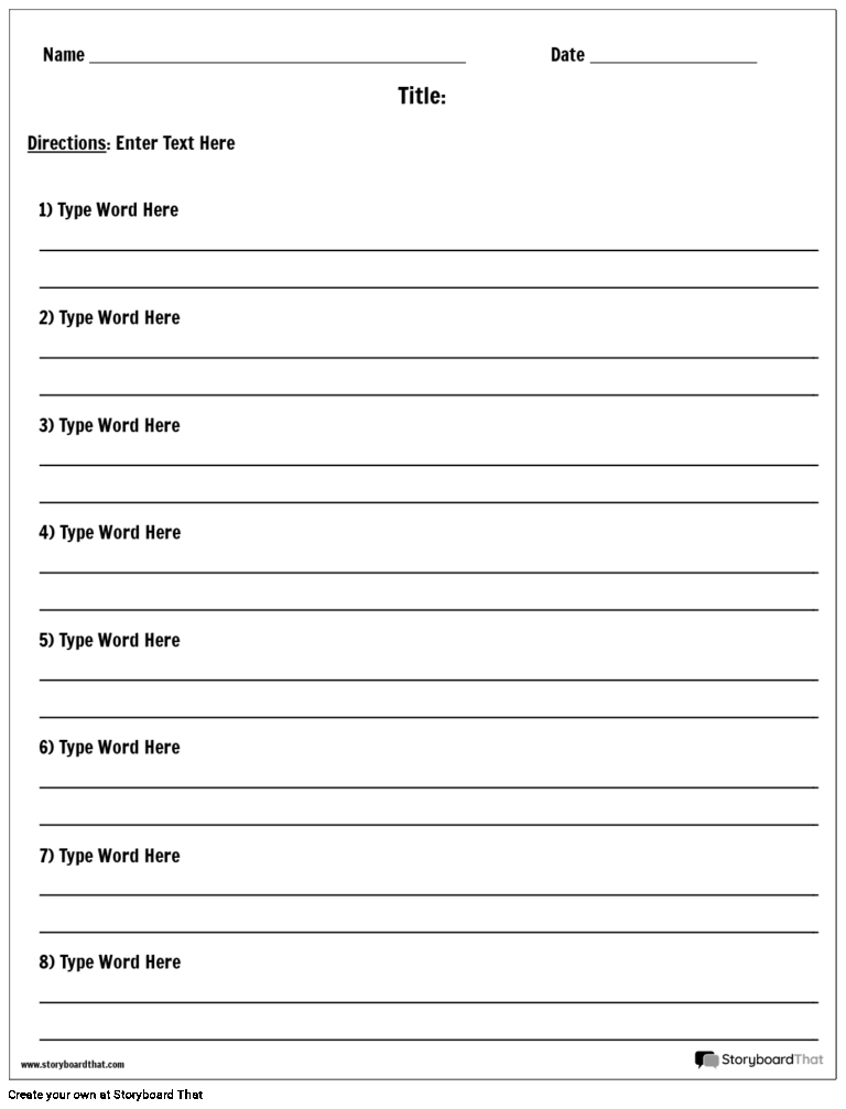 Create Free Worksheet Definition Templates