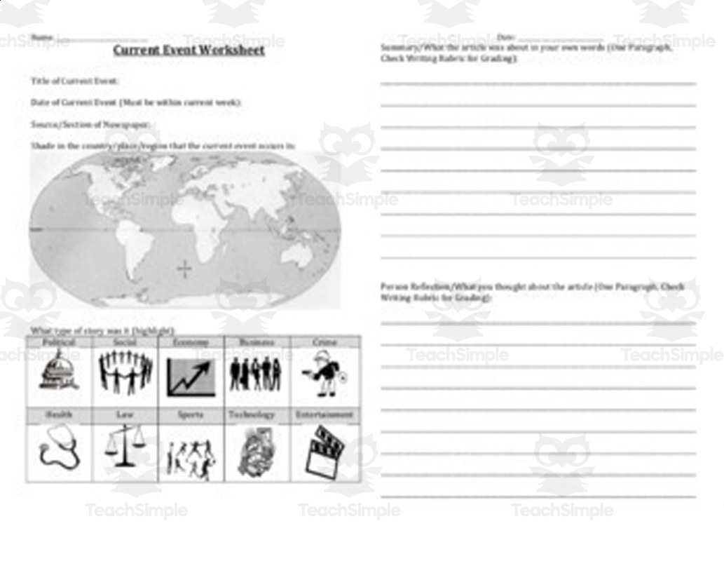 Current Event Worksheet For Interactive Notebook Google Docs 