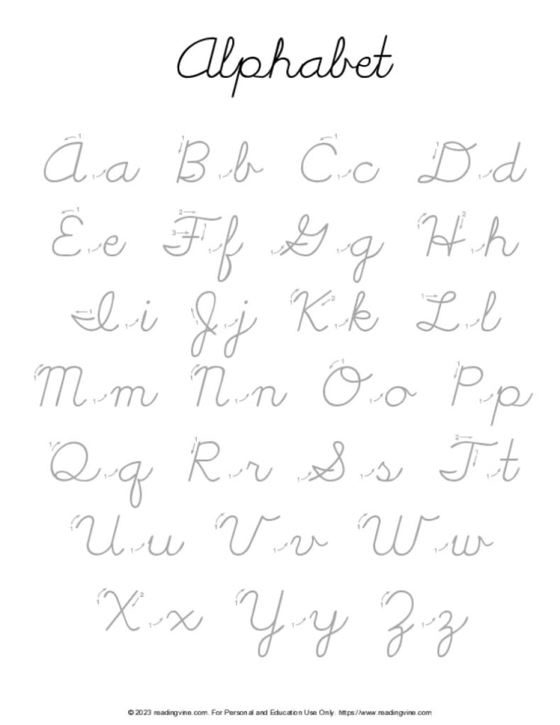 Free Printable Cursive Alphabet Worksheets - Printable Worksheets