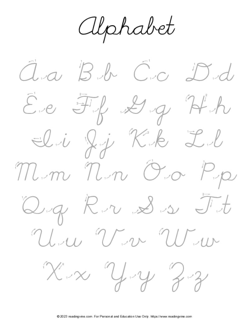 Cursive Writing Practice Sheets PDF ReadingVine