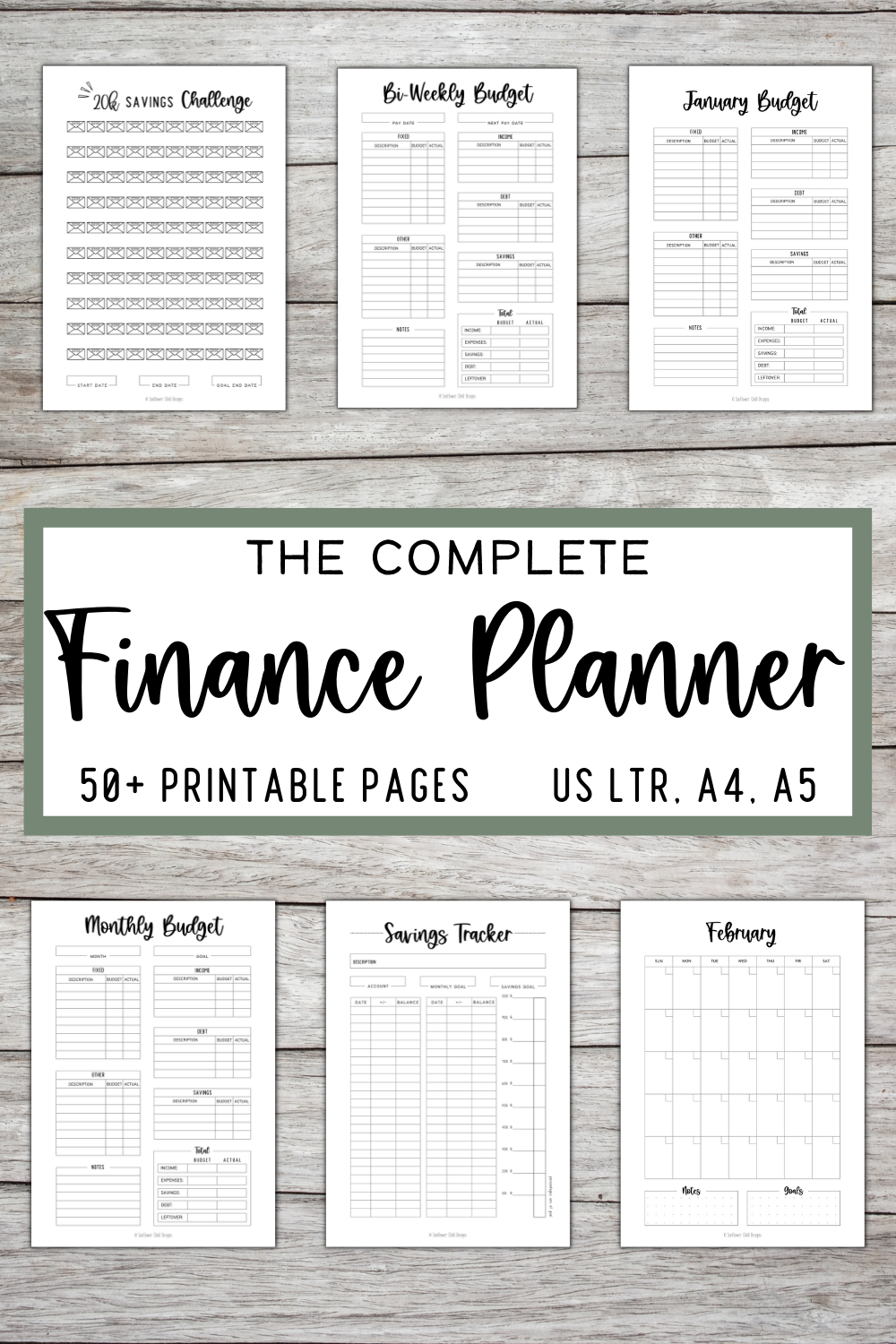 Customizable Finance Planner For Budgeting Saving And Paying Off Debt Sunflower Child Designs
