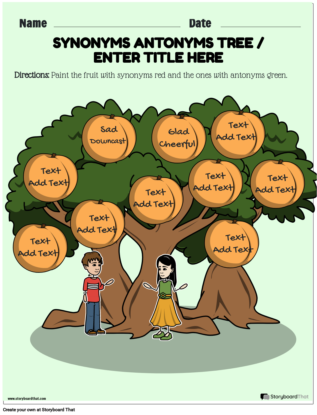 Customize Free Printable Synonyms And Antonyms Worksheets