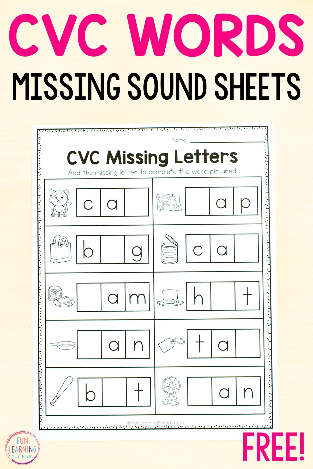 Free Printable Cvc Word Worksheets