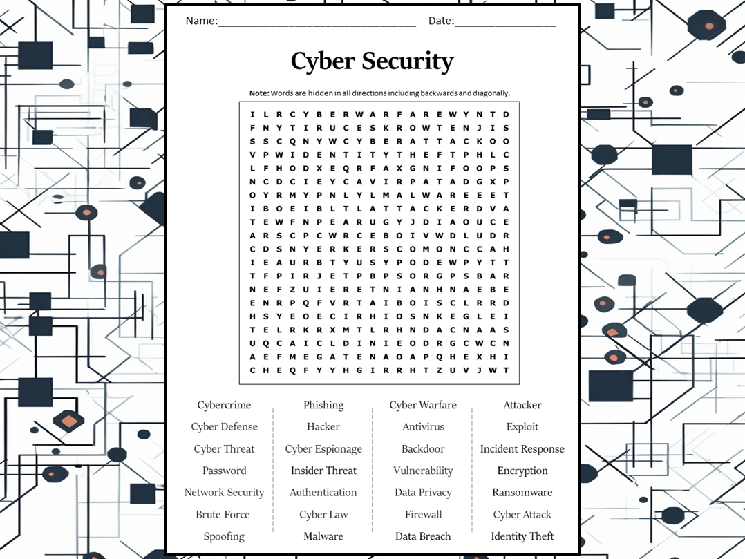 Cyber Security Word Search Puzzle Worksheet Activity Teaching Cyber Security Word Search Puzzle Worksheet Activity Teaching