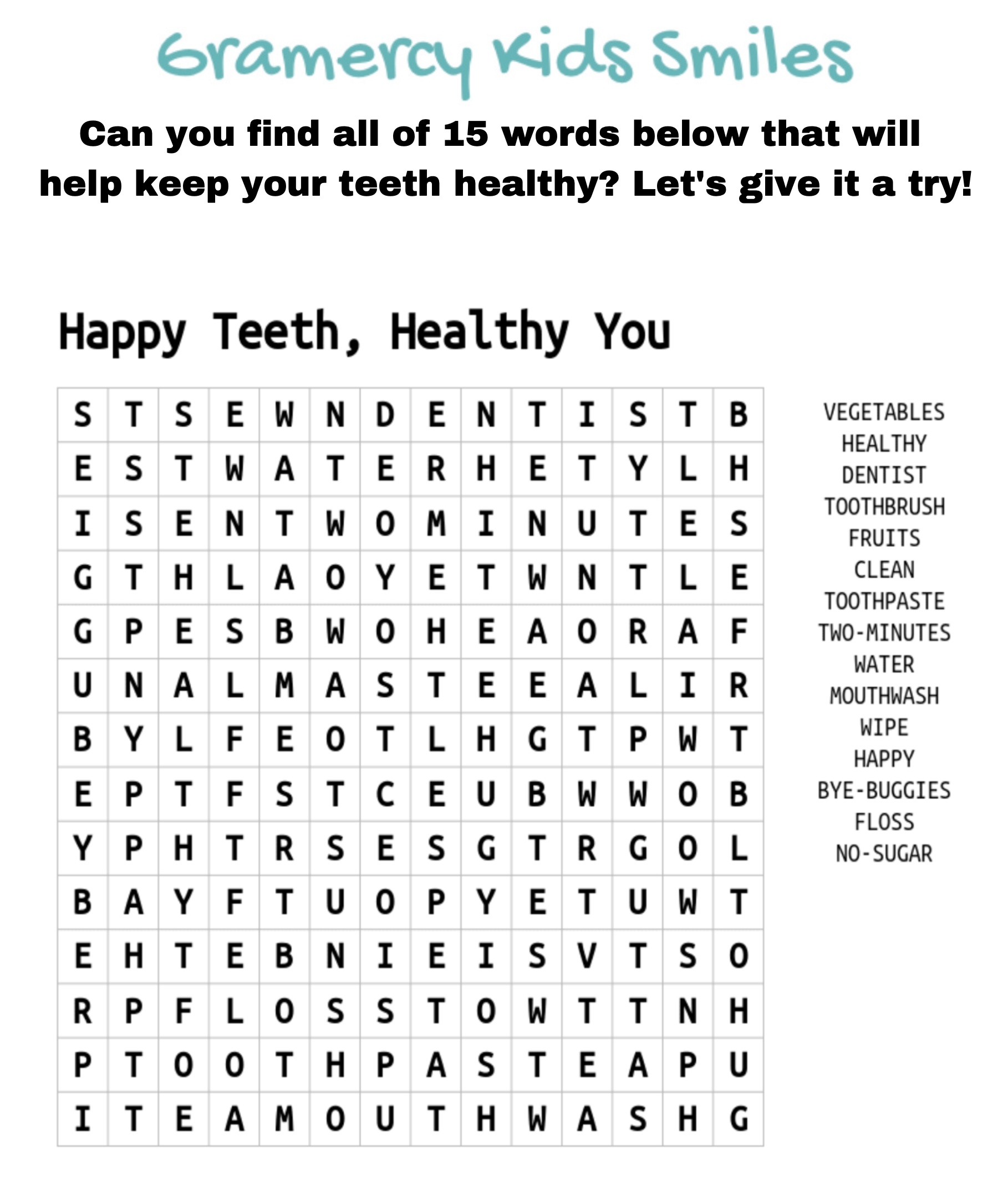 Dental Hygiene Worksheets For Kids Gramercy Kids Smiles