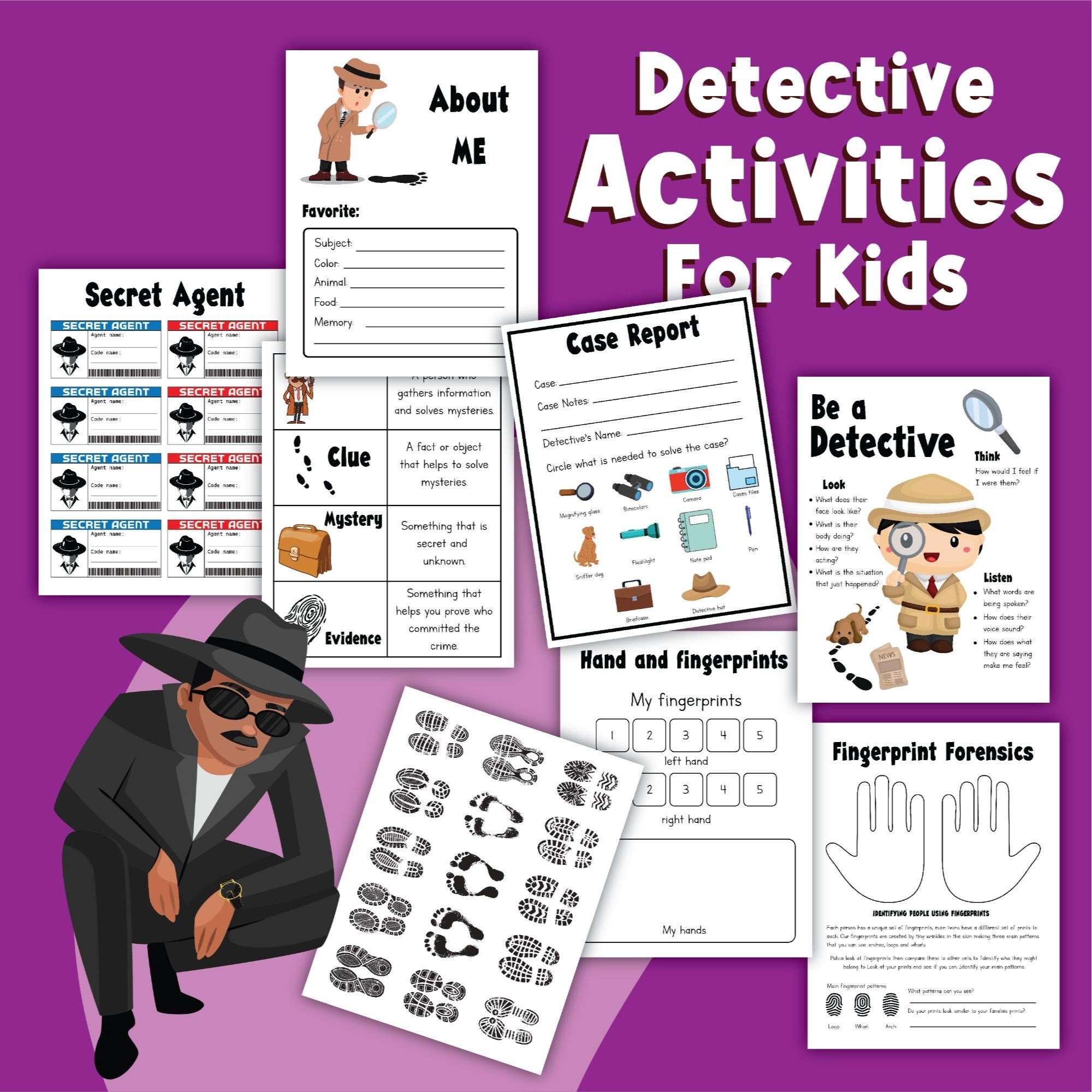 Detective Activities For Kids Worksheets Digital Download Homeschool Worksheets Etsy