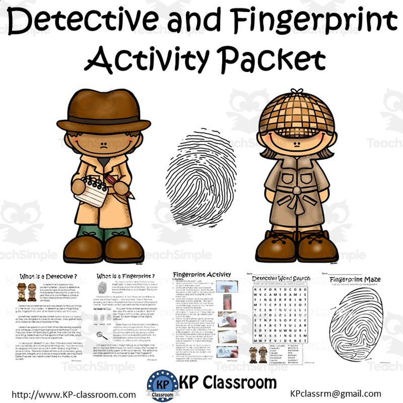 Detective And Fingerprint Activity Packet And Worksheets