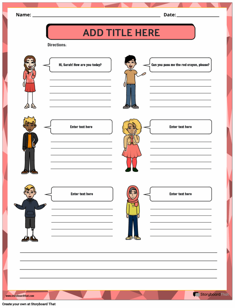 Dialogue Worksheets For Comprehensive Reading StoryboardThat