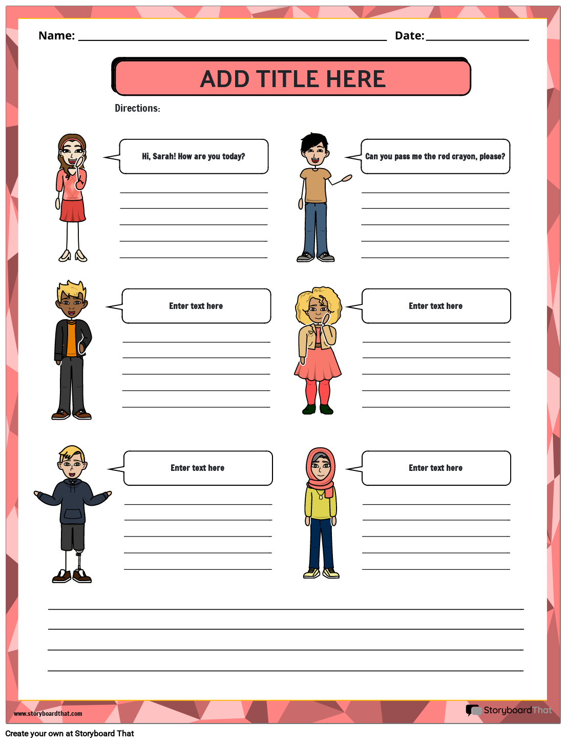 Dialogue Worksheets For Comprehensive Reading StoryboardThat