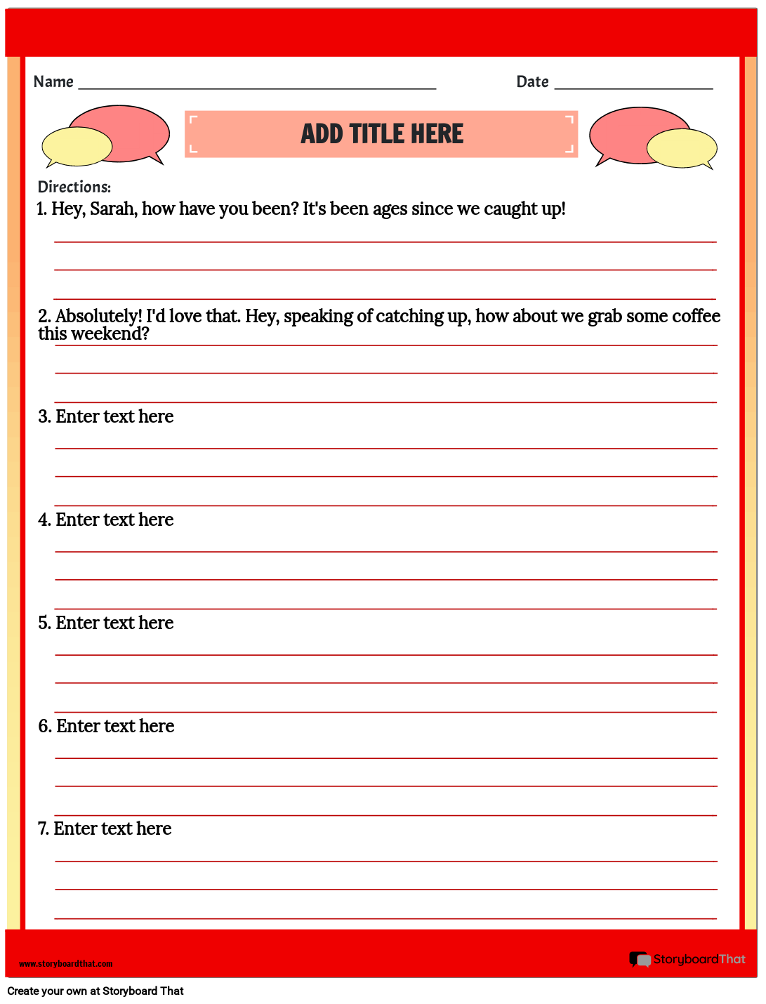 Dialogue Worksheets For Comprehensive Reading StoryboardThat
