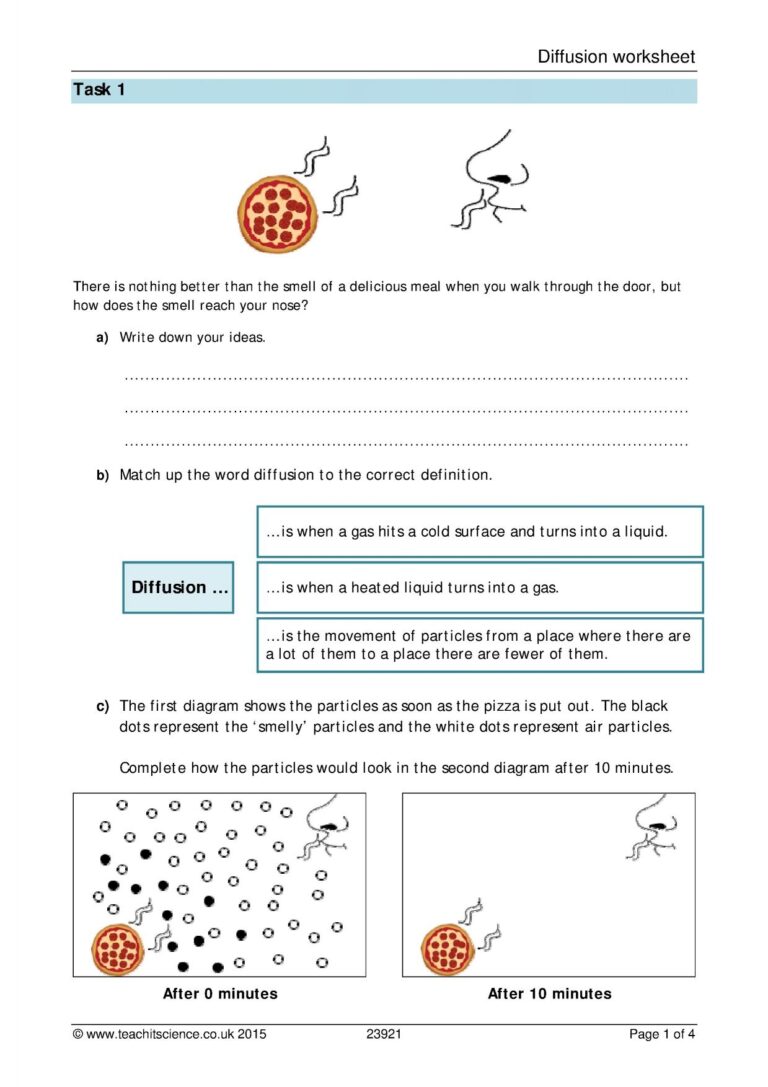 Diffusion Worksheet KS3 Chemistry Teachit