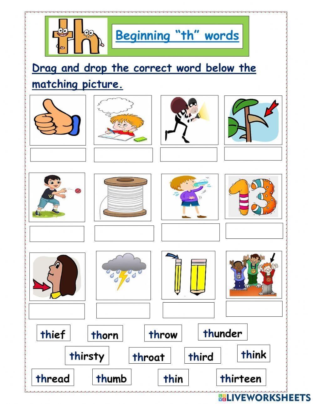 Digraph Th Beginning Sound Words Worksheet Live Worksheets Digraph Th Beginning Sound Words Worksheet Live Worksheets