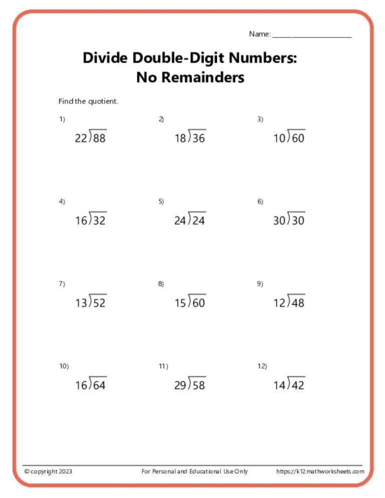 Division Worksheets K12 Math Worksheets