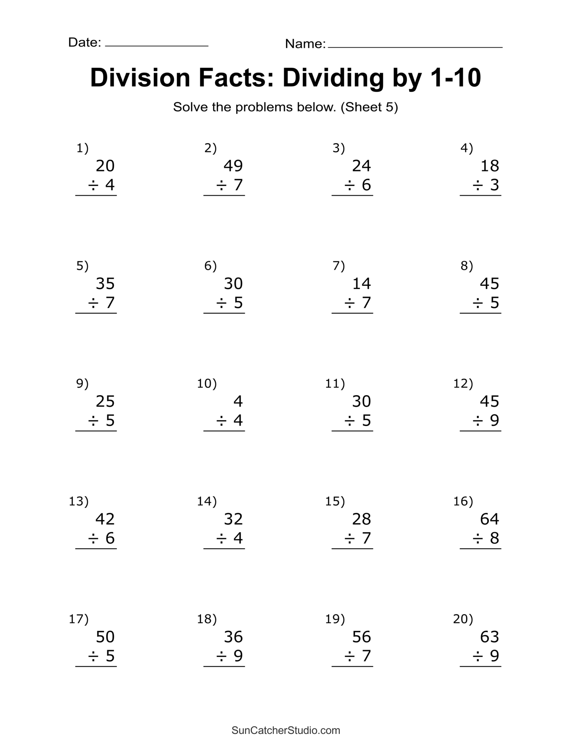 Division Worksheets U0026 Problems Free Printable Math Drills DIY Worksheets Library