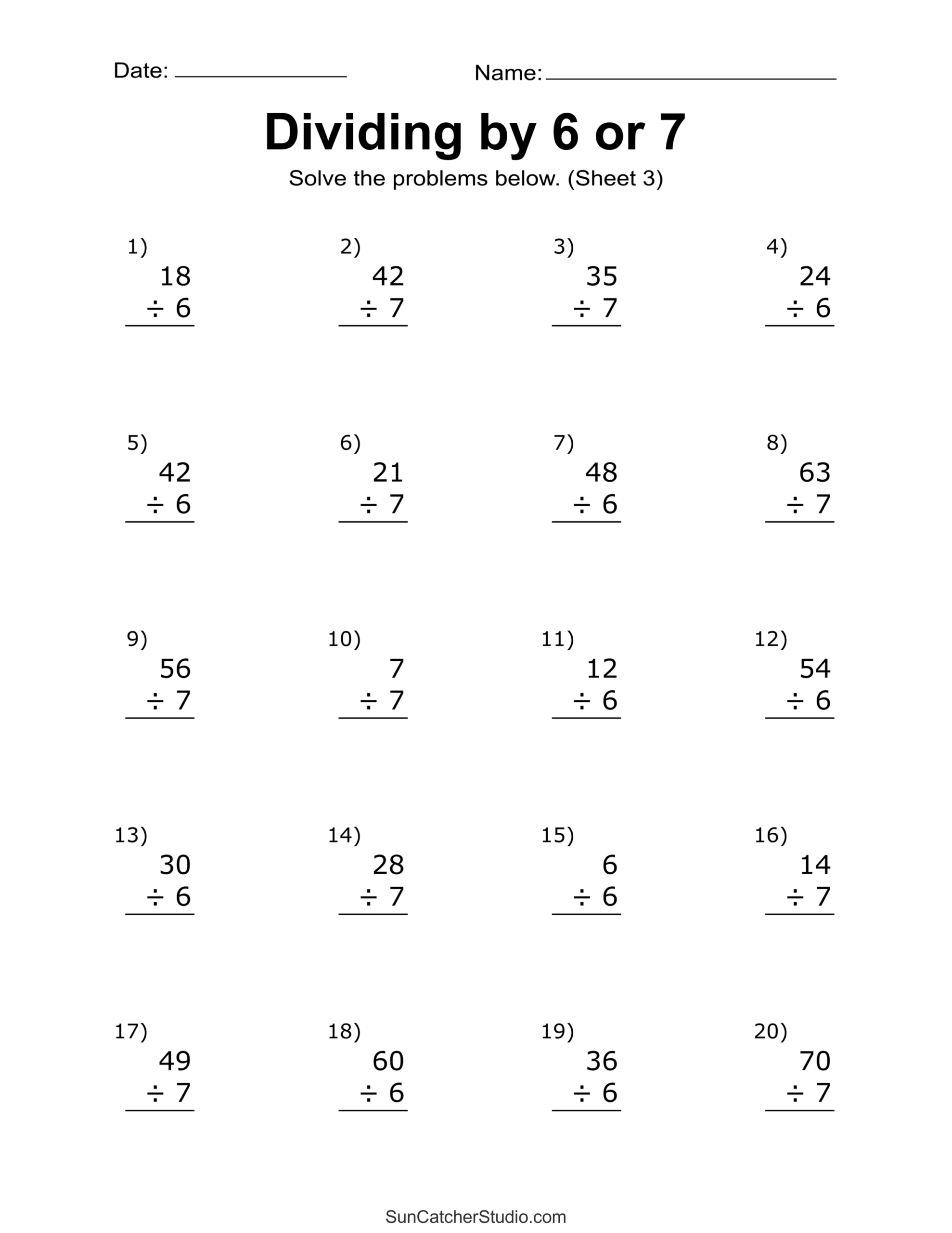 Division Worksheets U0026 Problems Free Printable Math Drills Free 
