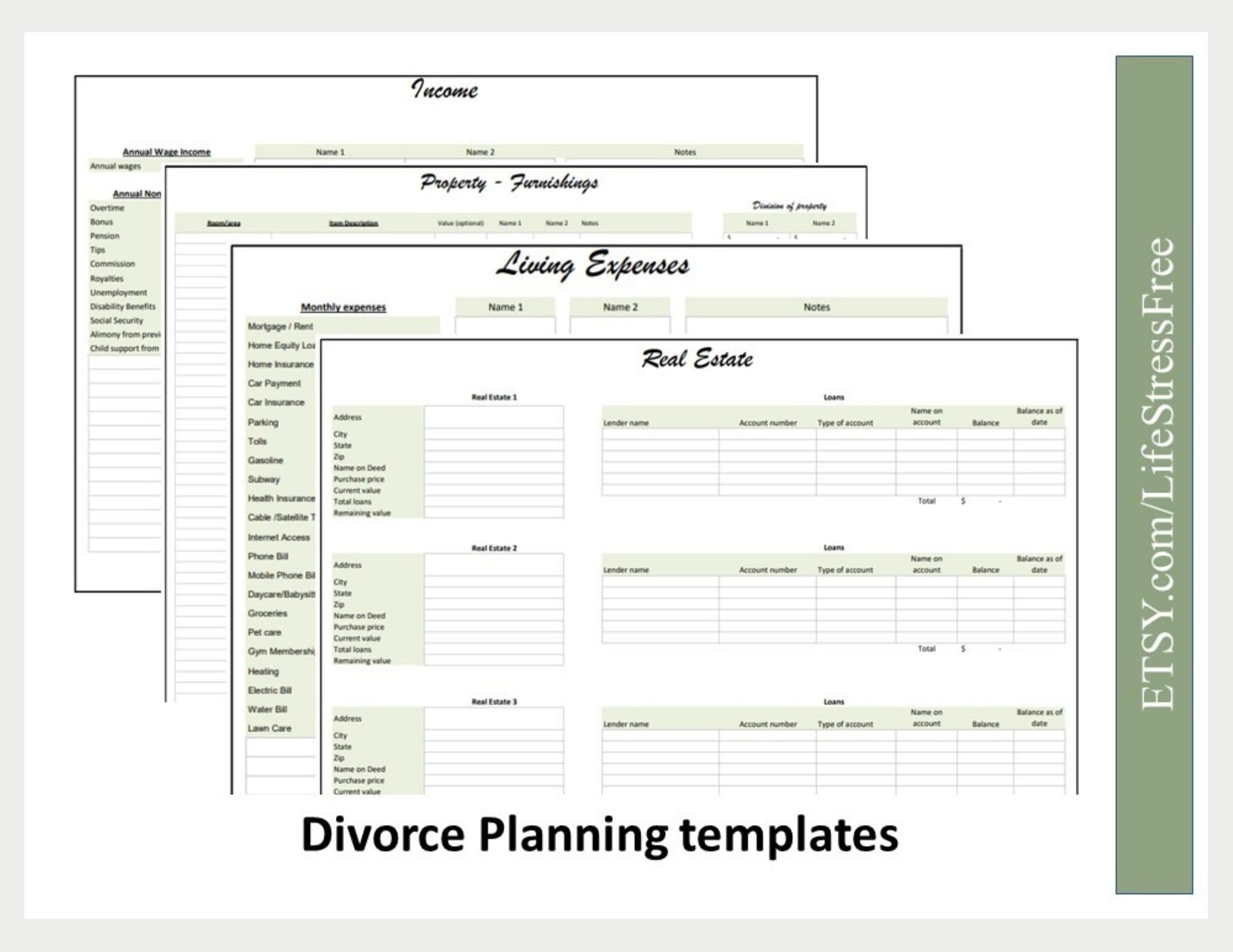 Divorce Planner Divorce Spreadsheet Custody Calendar Child Custody Property Division Child Support Coparenting Guide Living Expenses Etsy