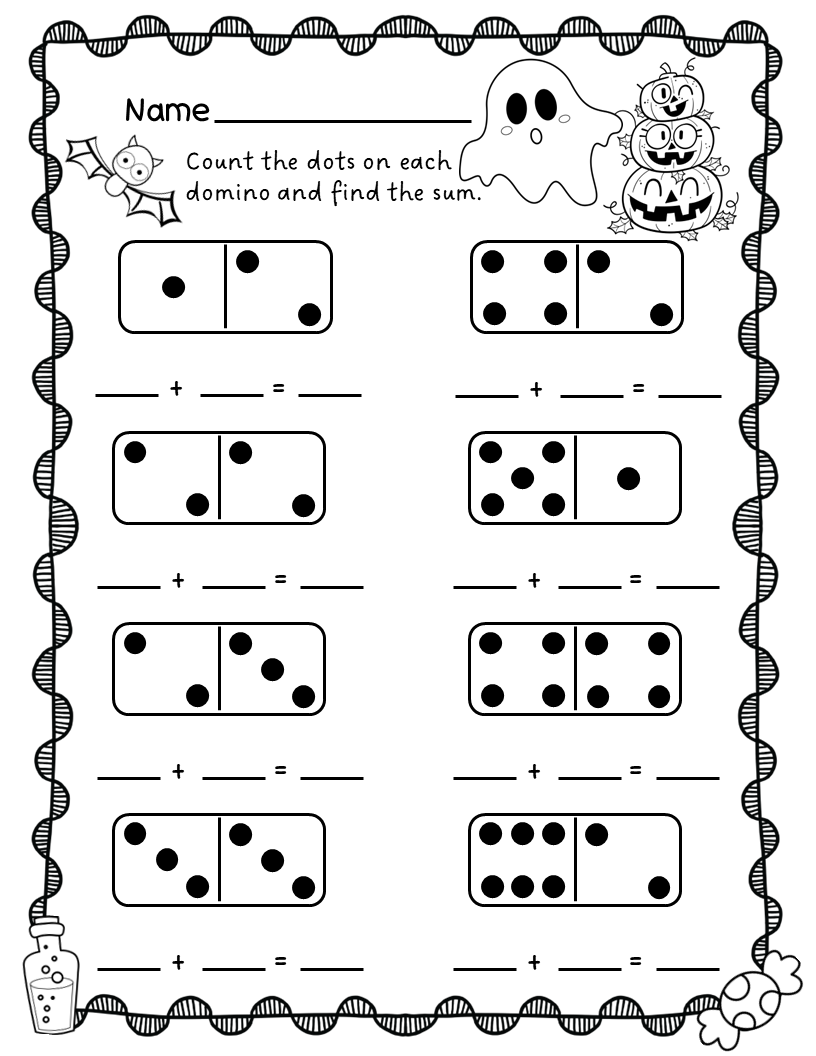 Domino Addition Worksheets Halloween Addition Within 10 Made By Teachers