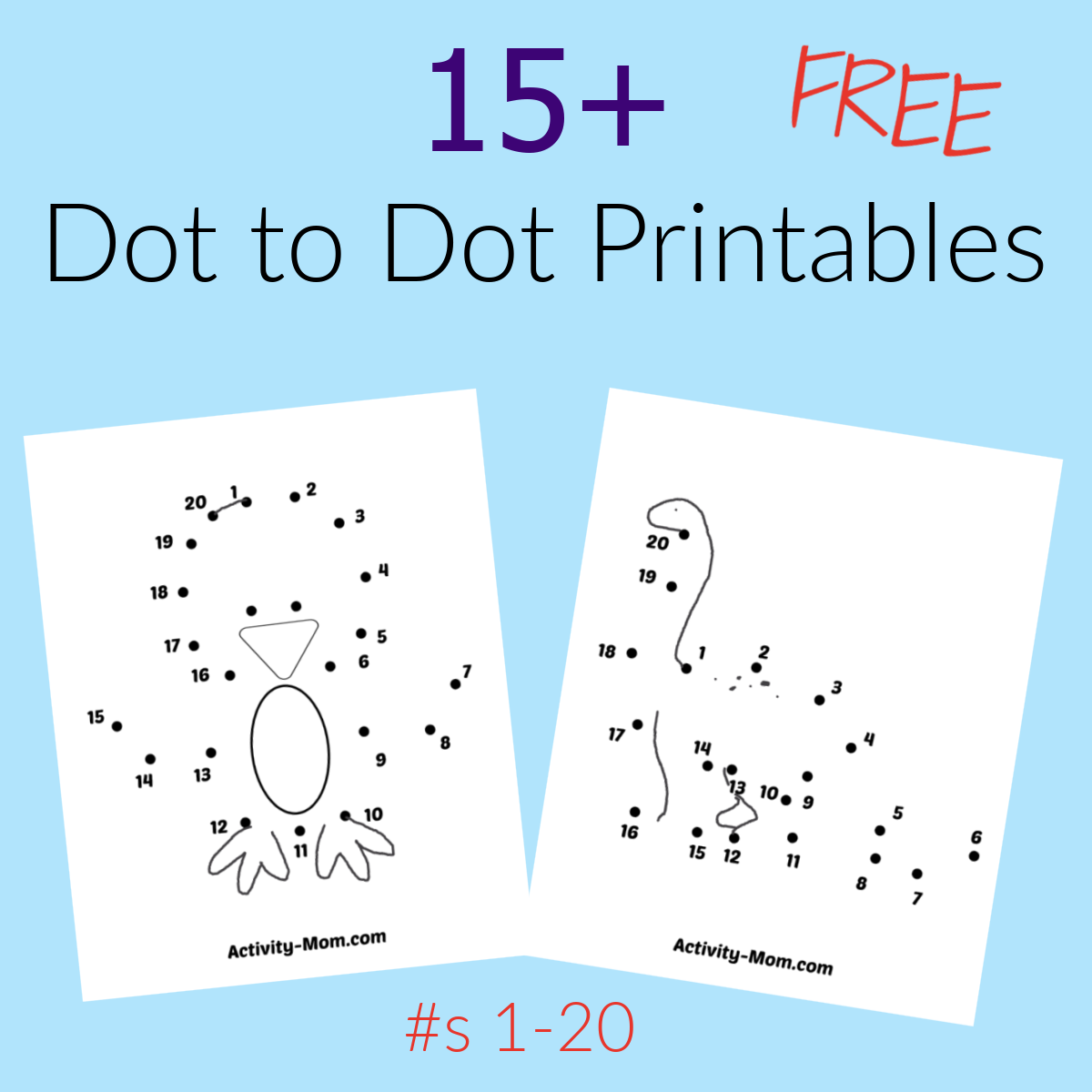 Dot To Dot Worksheets Numbers 1 To 20 free Printable The