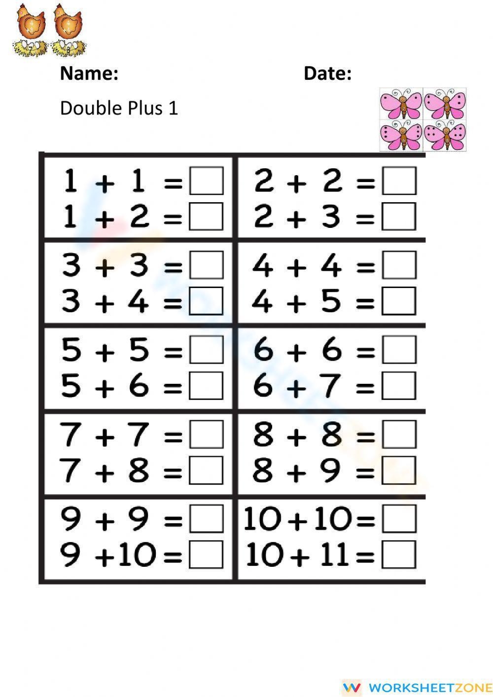 Doubles Plus 1 Worksheet Worksheets Library Doubles Plus 1 Worksheet Worksheets Library