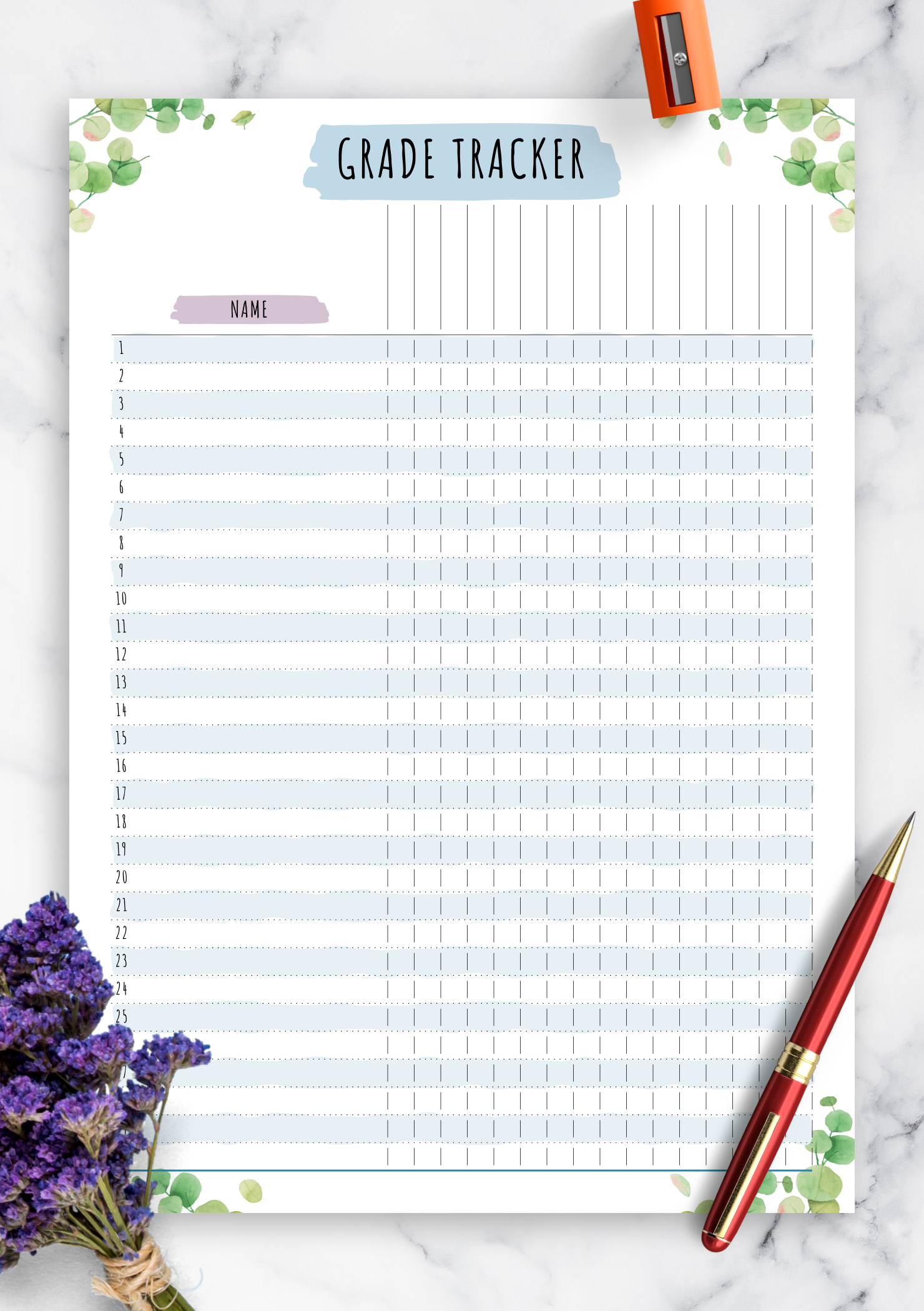 Download Printable Gradebook Template Floral Style PDF Download Printable Gradebook Template Floral Style PDF