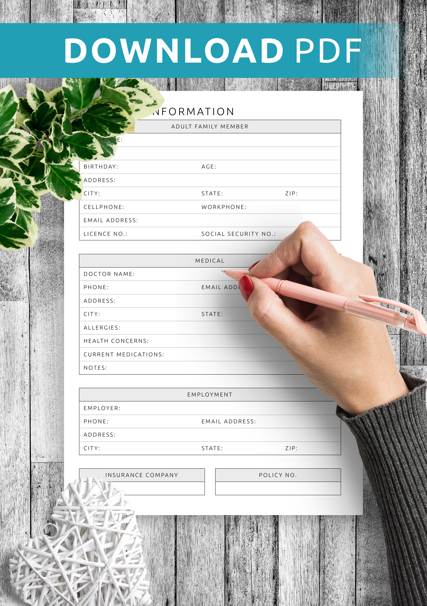 Free Printable Personal Information Worksheets