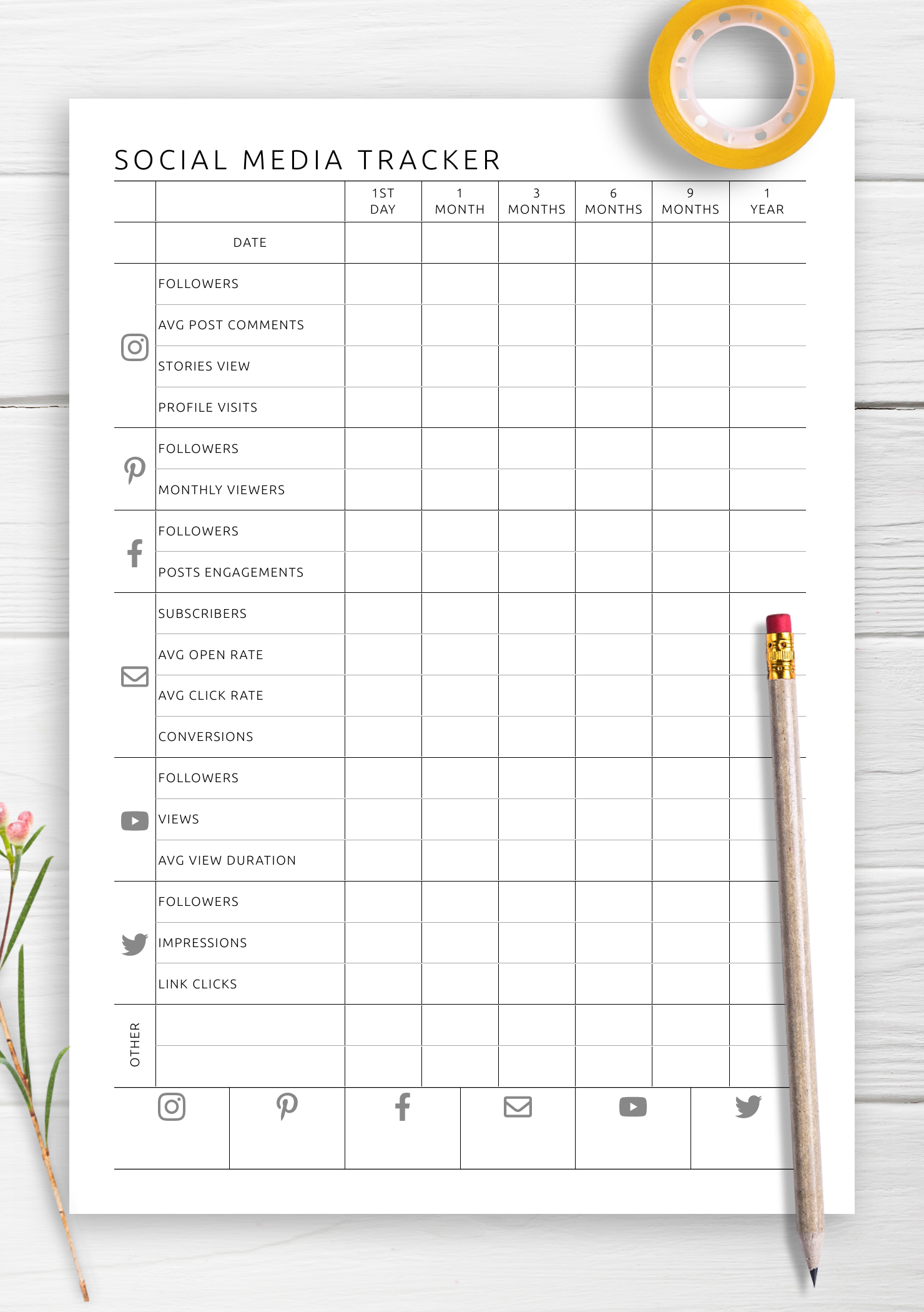 Download Printable Social Media Tracker PDF