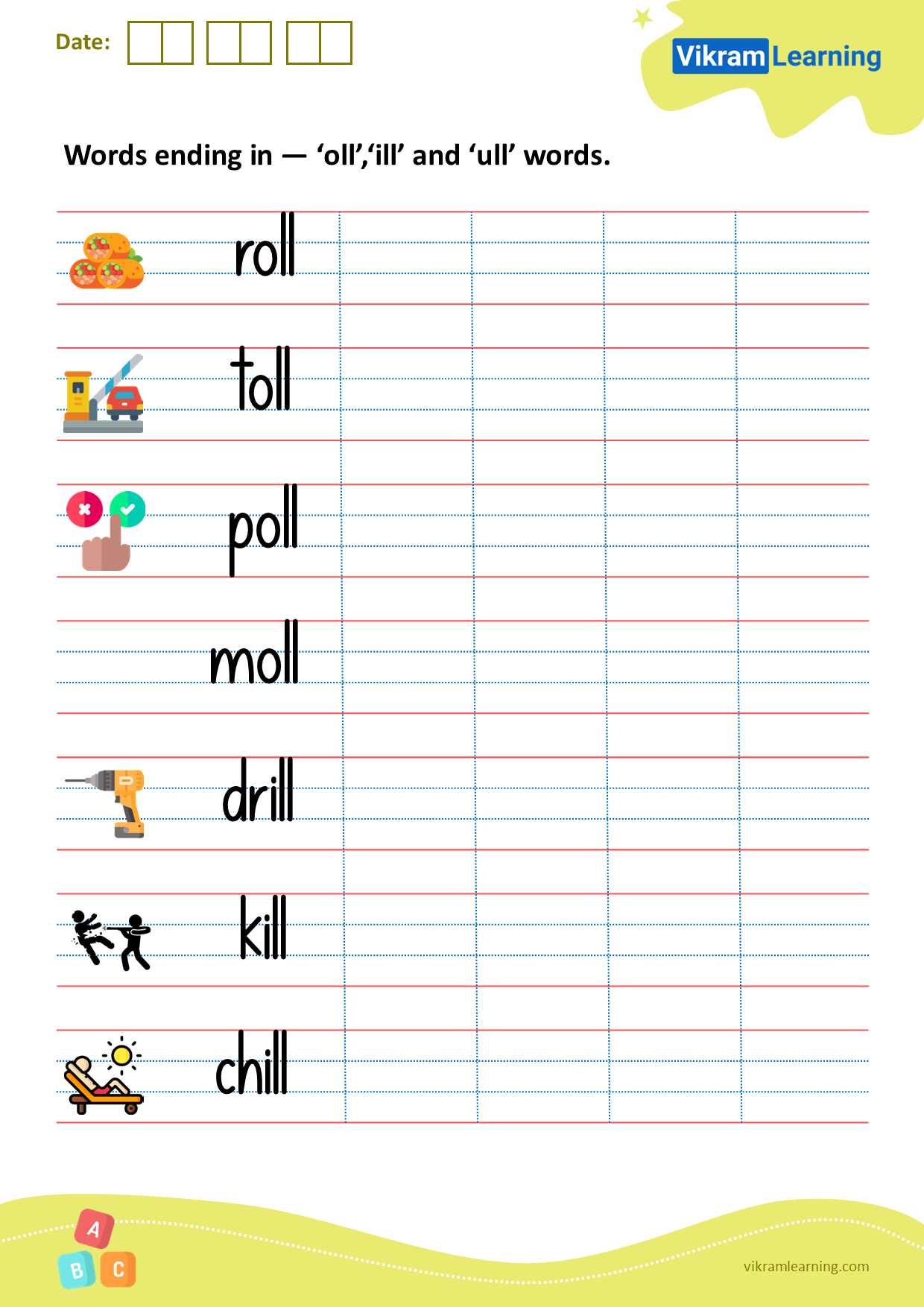 Download Words Ending In oll ill And ull Words Worksheets Vikramlearning