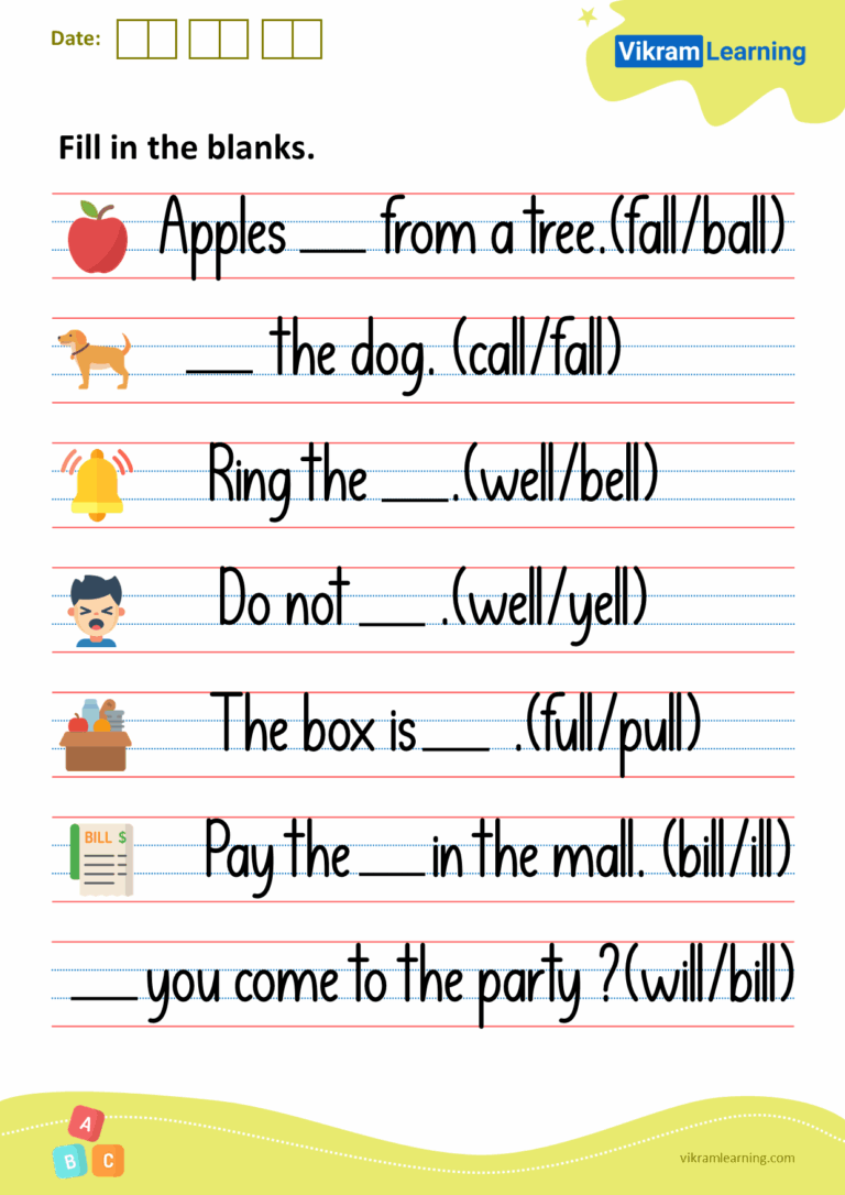 Download Words Ending With All oll ill And Ull Worksheets For Free Vikramlearning