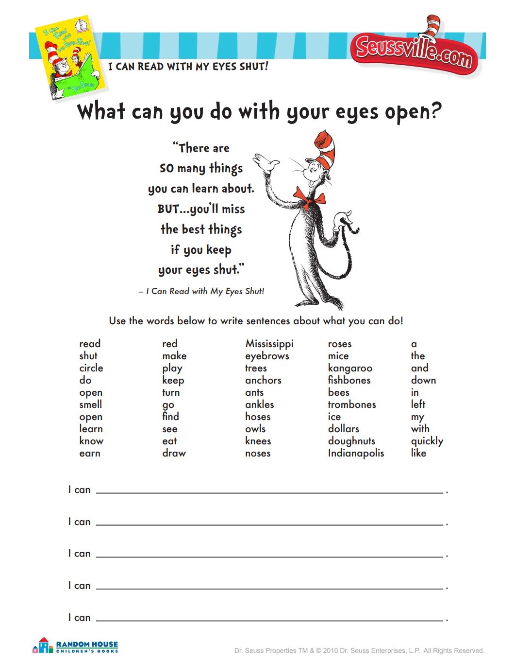 Dr Seuss Printables And Activities Brightly