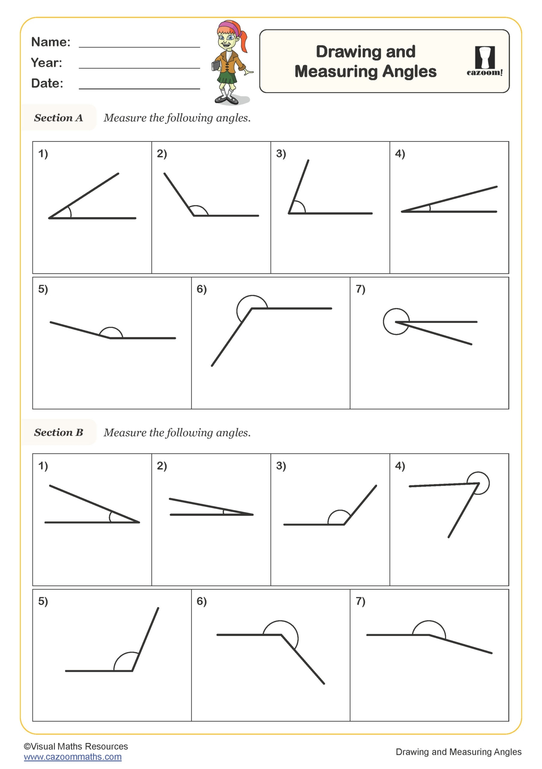 Drawing And Measuring Angles Worksheet PDF Printable Geometry 