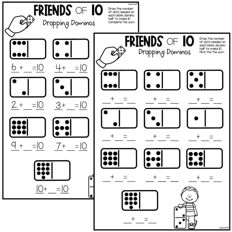 Dropping Dominoes Friends Of Ten Worksheet Top Teacher Worksheets Library