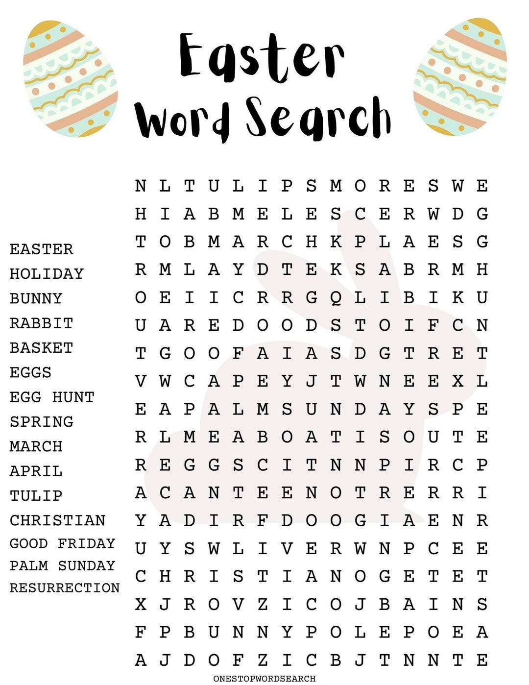 Free Easter Word Search Printable Worksheets