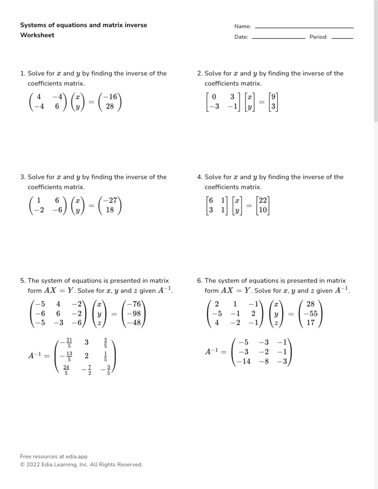 Edia Free Math Homework In Minutes Worksheets Library