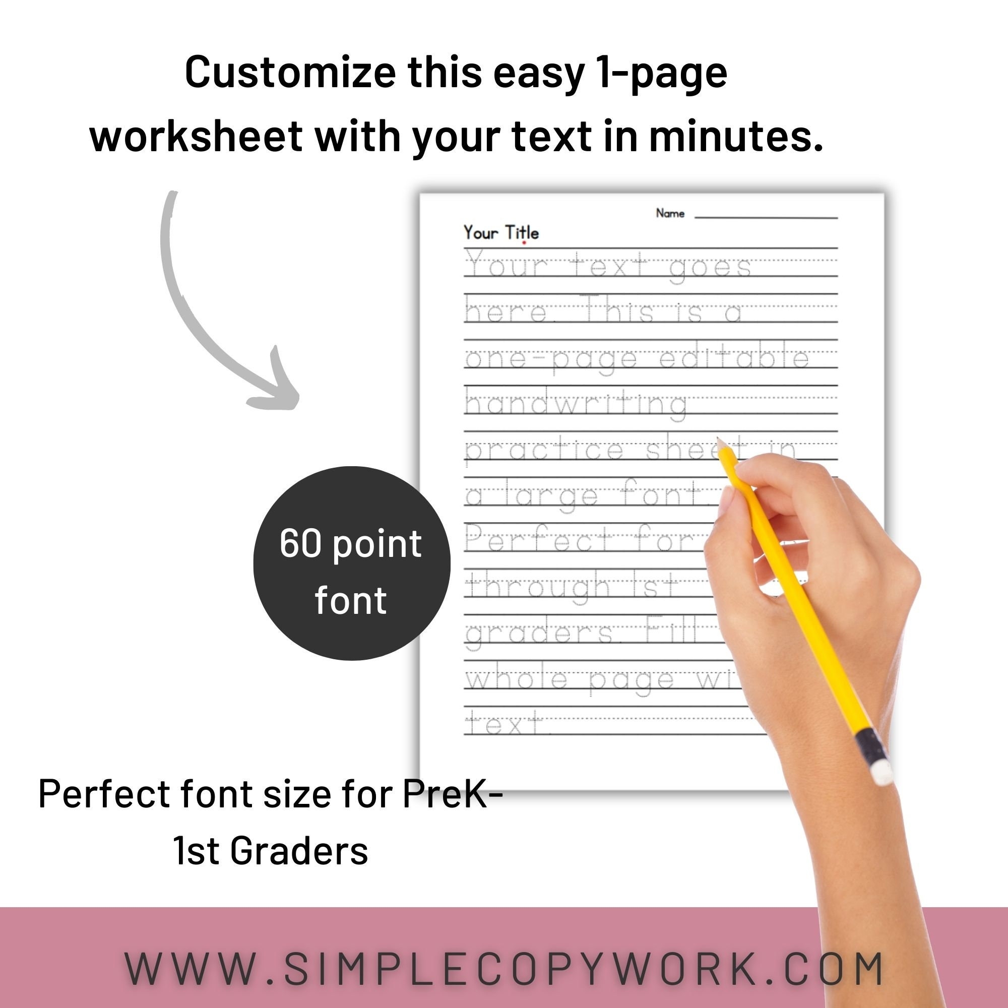 Editable Lined Handwriting Paper With A Tracing Font For Prek K 