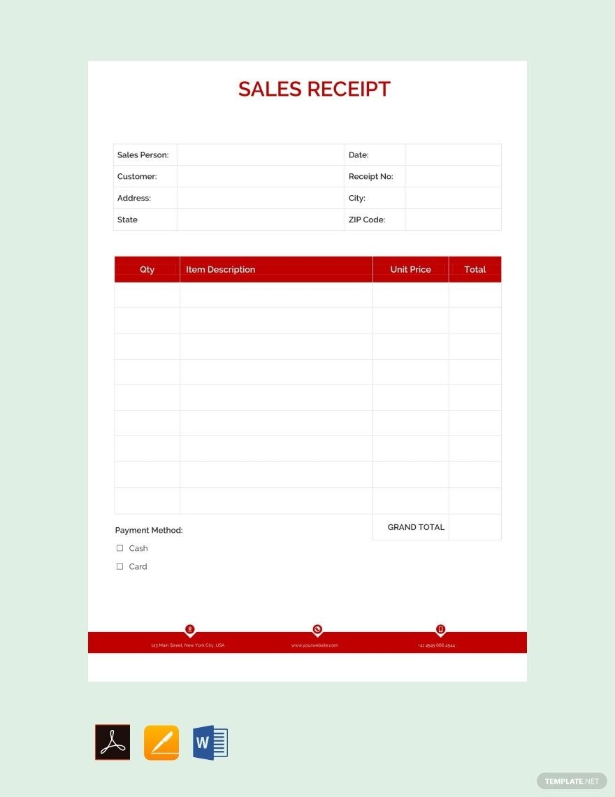 Editable Sales Receipt Templates In PDF To Download