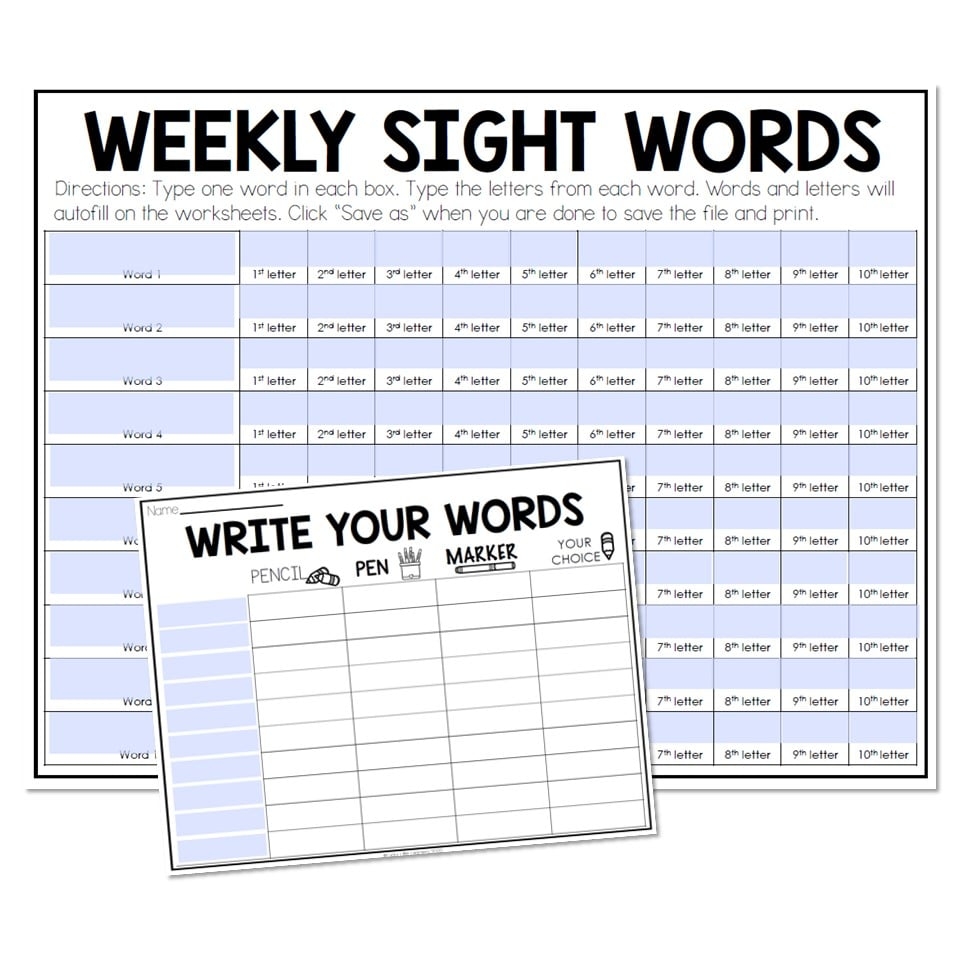 Editable Sight Word Activities For Any List Lucky Little Learners