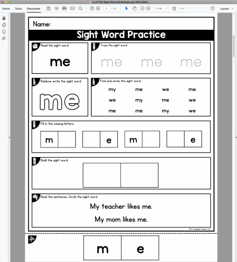 Editable Sight Word Worksheets Are Editable U0026 It Auto fill