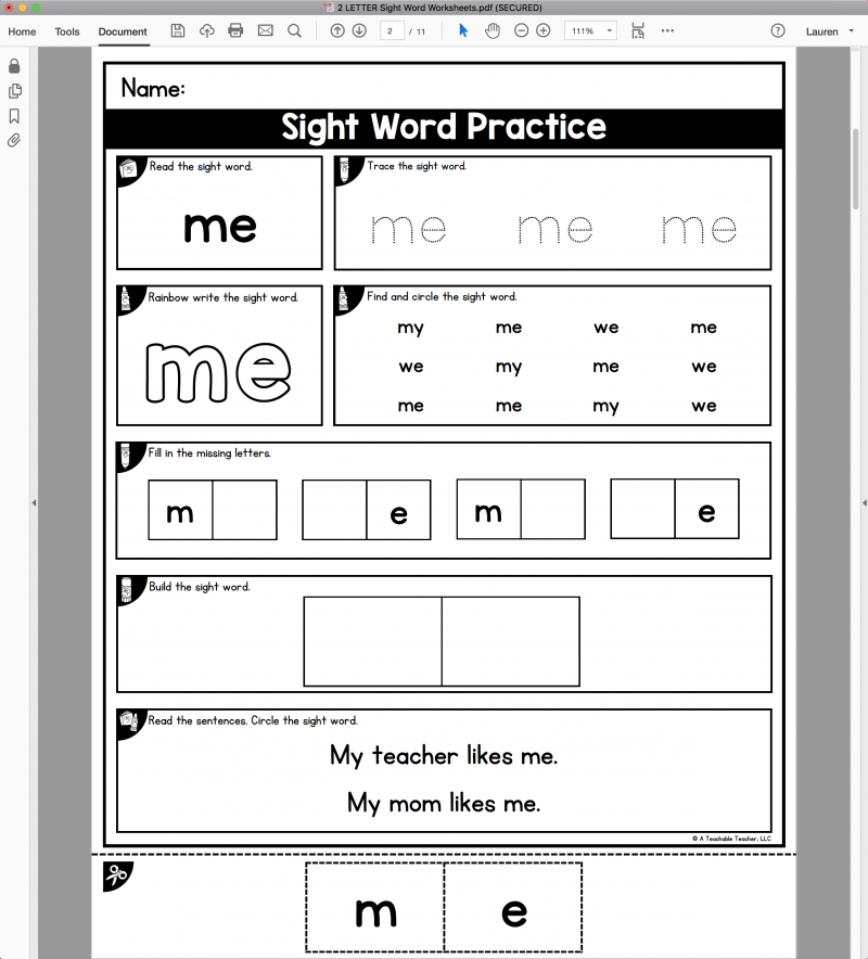 Editable Sight Word Worksheets Are Editable U0026 It Auto fill