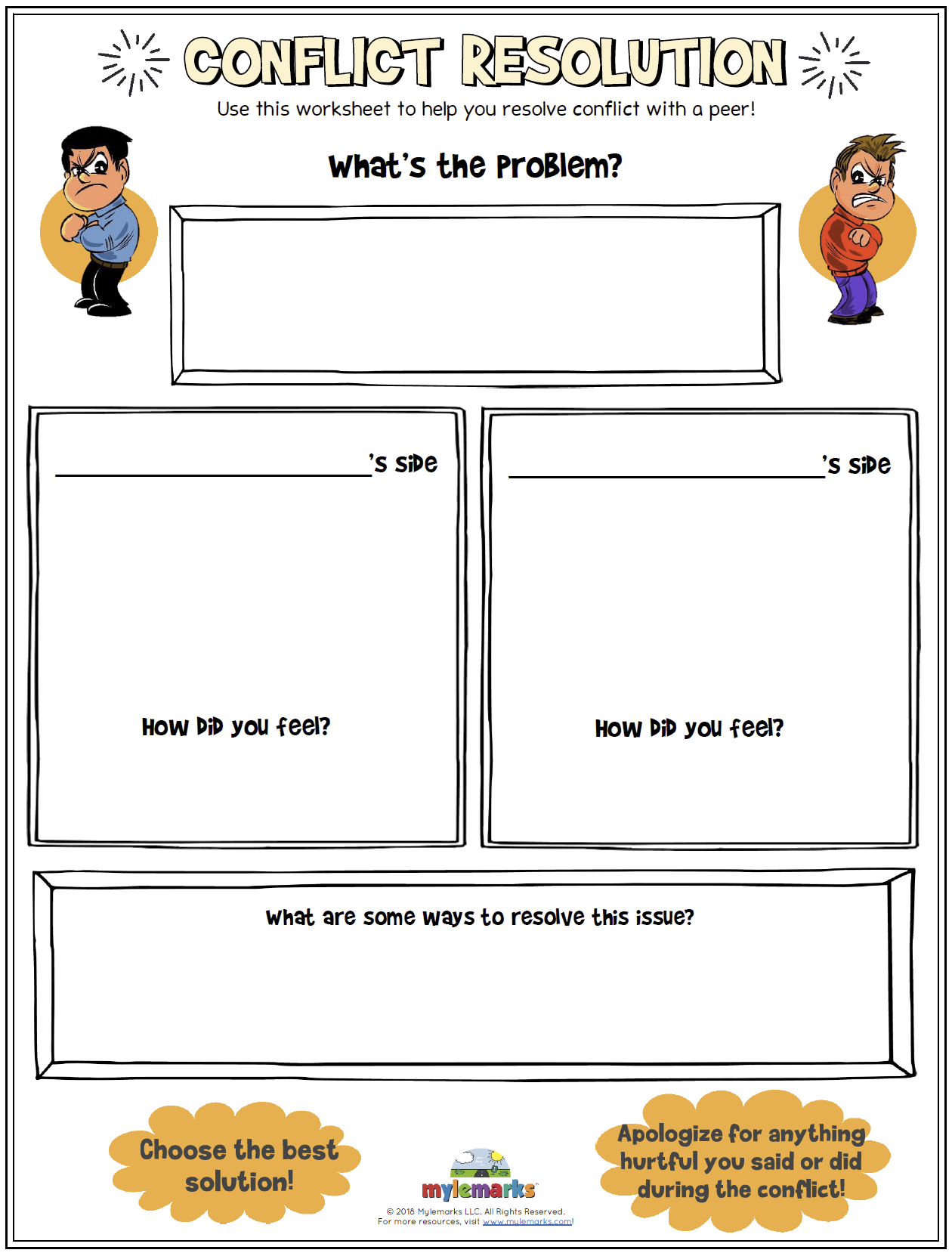 Counseling Free Printable Conflict Resolution Worksheets Counseling Free Printable Conflict Resolution Worksheets