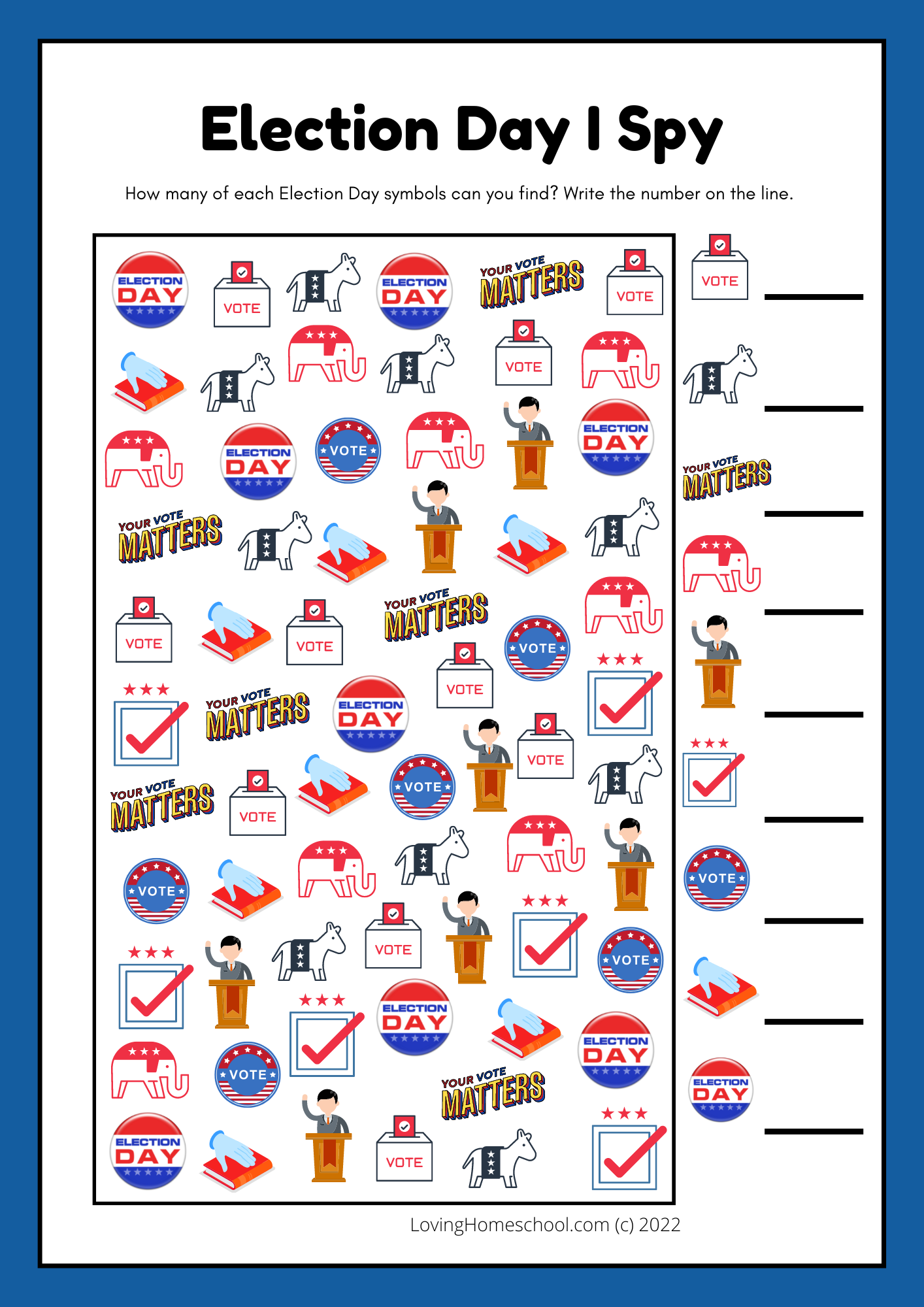 Election I Spy Printable LovingHomeschool