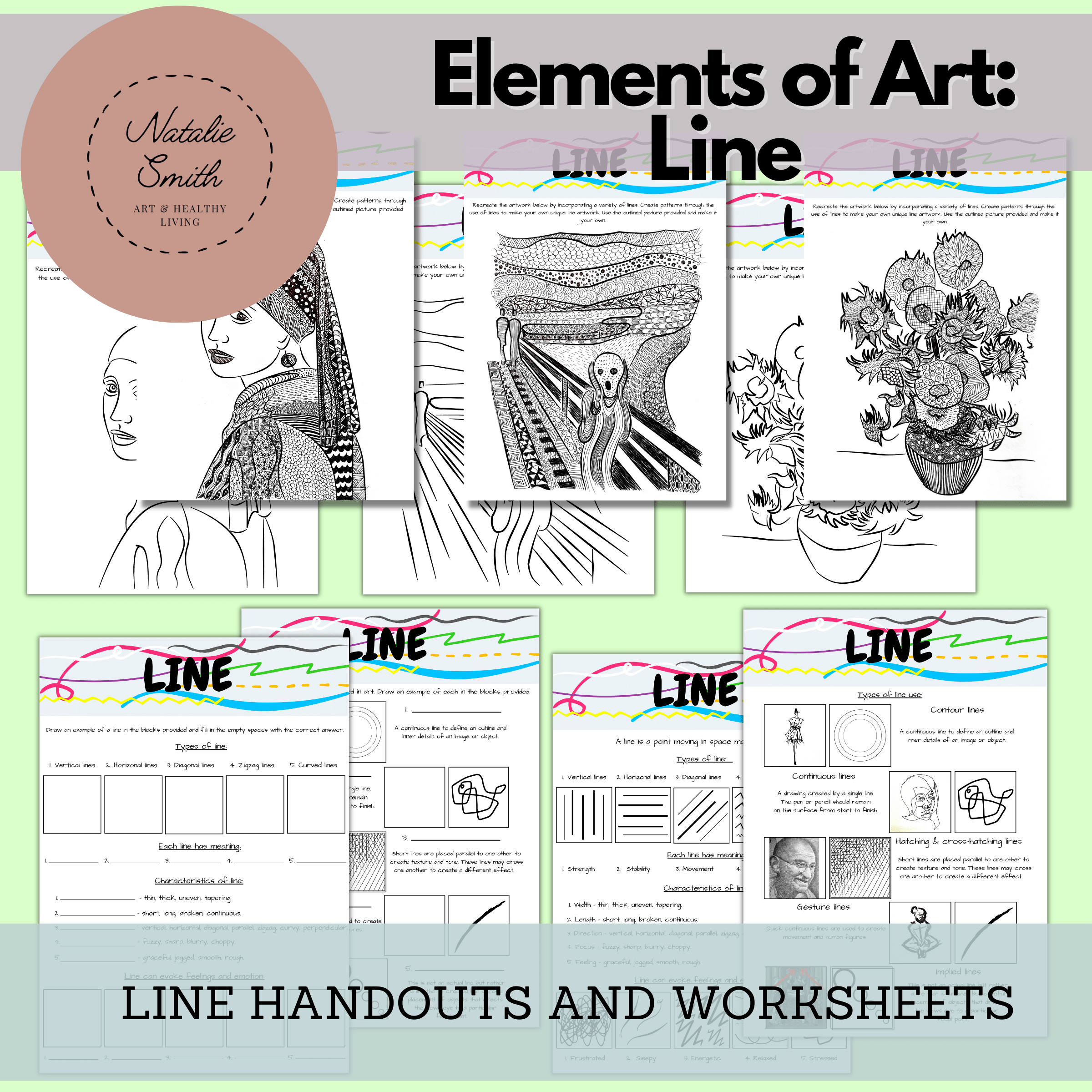 Elements Of Art Line Worksheets
