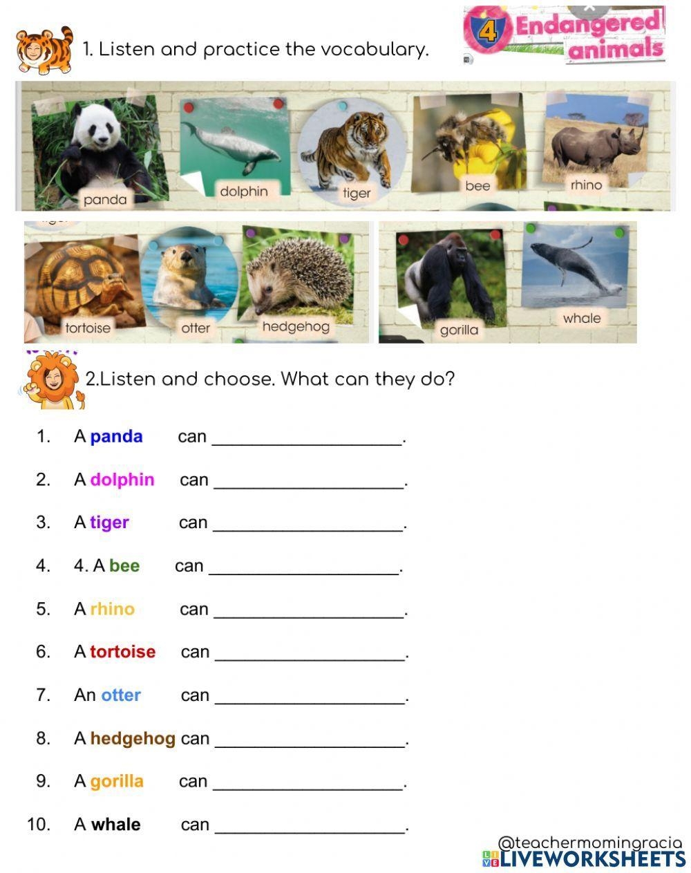 Endangered Animal Worksheet Learn And Protect Wildlife