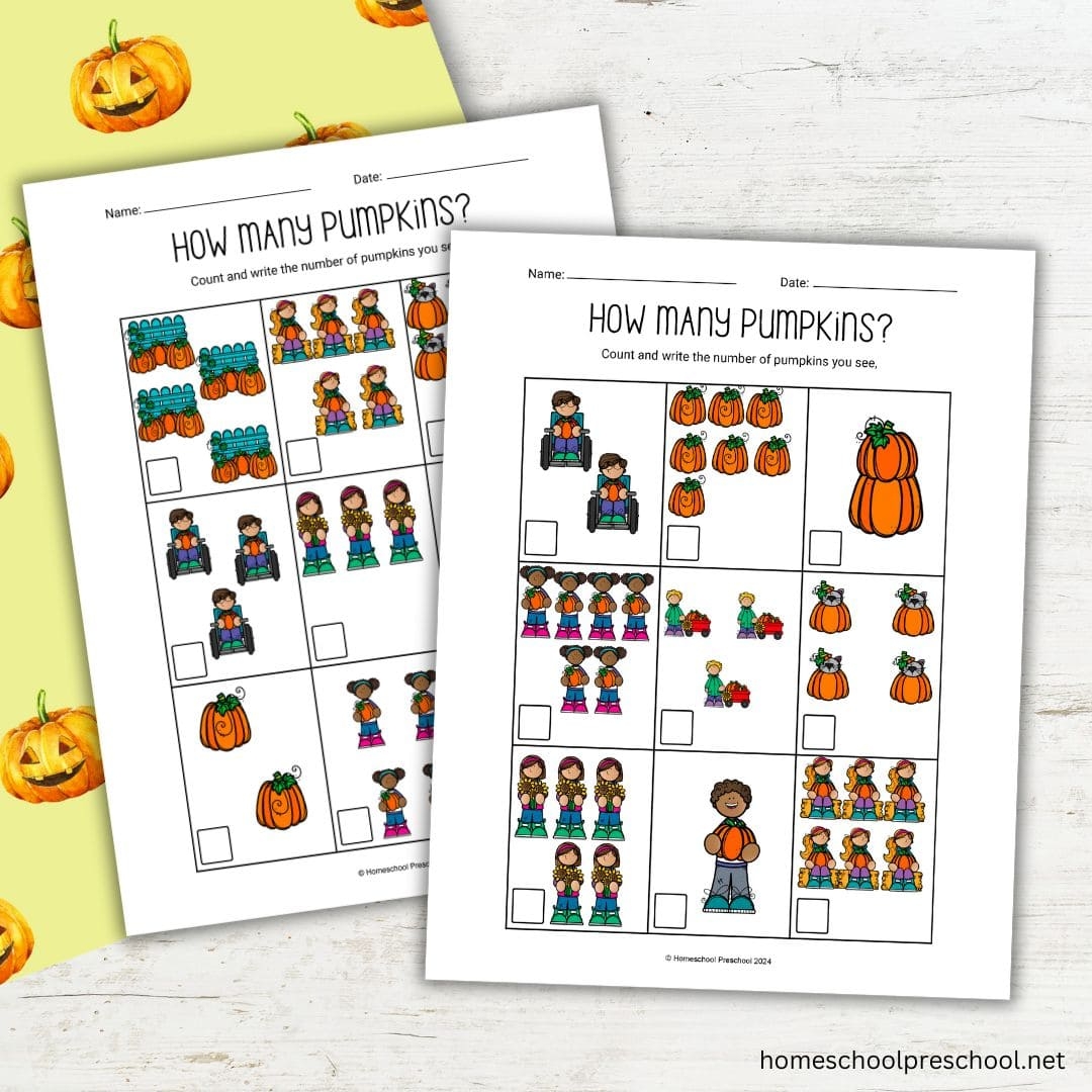 Engaging Counting Pumpkins Worksheets For Preschoolers