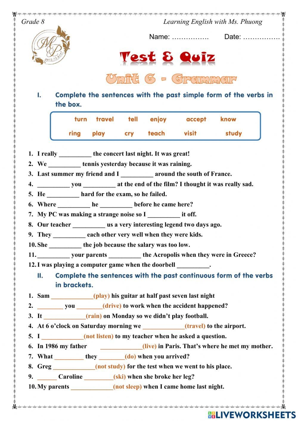 English 8 Unit 6 Grammar Worksheet Live Worksheets English 8 Unit 6 Grammar Worksheet Live Worksheets