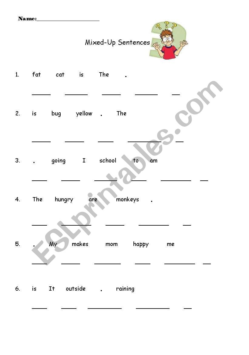 English Worksheets Mixed Up Sentences English Worksheets Mixed Up Sentences